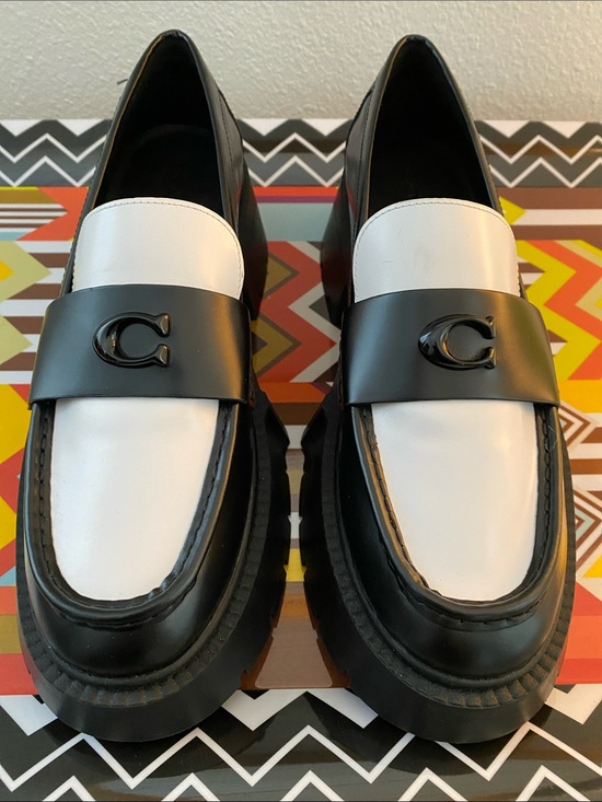 Coach Shoes - Coach Leah Leather Loafers Black & White Size 9 NWT
